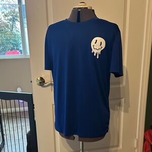 SHEIN Blue Tee with Drip Smiley